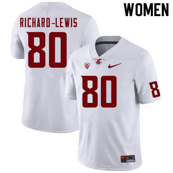 Women #80 Jasiah Richard-Lewis Washington State Cougars College Football Jerseys Sale-White